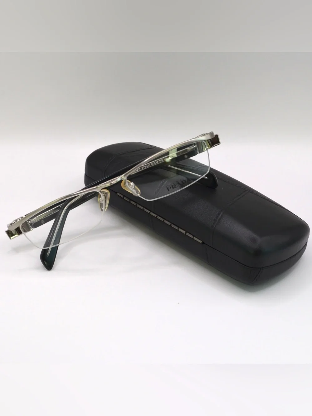 Prada Women Semi Rimless Eyeglasses | Silver & Black | Italy